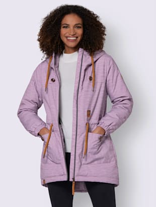 Veste capuche avec coulisse et lien à nouer - Collection L - Violet-blanc À Rayures Fines