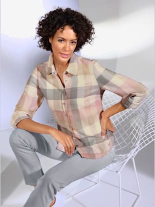 Blouse en modal et coton flanelle - Creation L Premium - Hortensia-gris À Carreaux