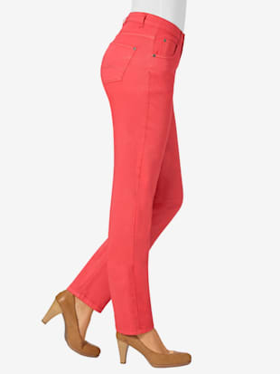 Jean à ceinture avec passants fermeture à glissière - - Rouge Corail