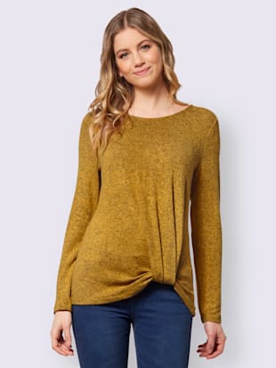 T-shirt à encolure ronde avec viscose - - Ocre-chiné