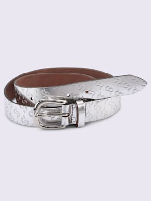Ceinture+cuir+vachette+-++-+couleur+argent