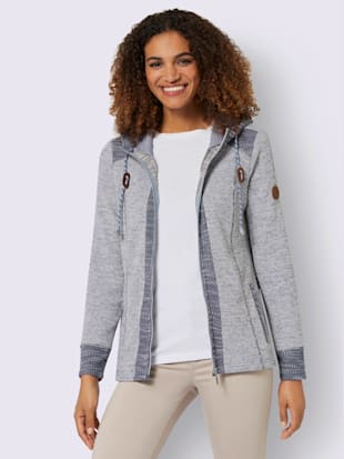 Veste légère tissu structuré de qualité - Collection L - Bleu Tourterelle-blanc Chiné