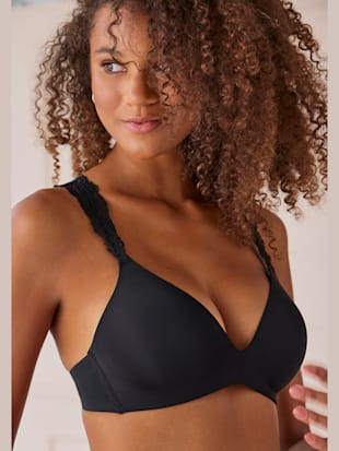 Soutien-gorge push-up, bretelles en dentelle fine - LASCANA - Noir