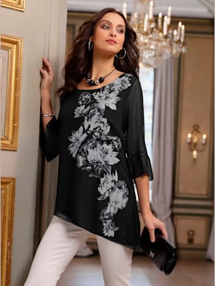 Chemisier coupe asymétrique - Fair Lady - Noir Imprimé