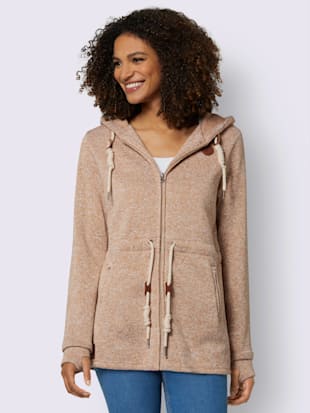 Veste en polaire coulisse à la taille - Collection L - Chamois-blanc Chiné