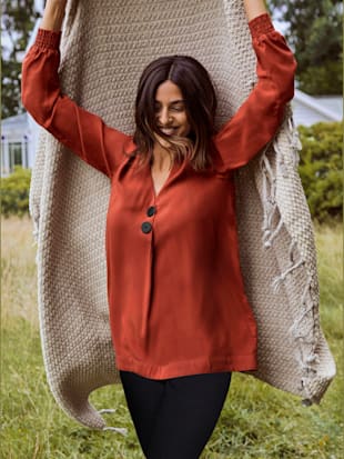 Chemisier satin mat élégant - - Rouille