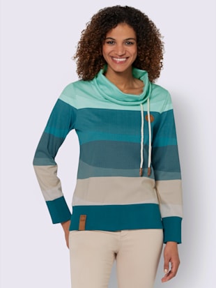 Sweatshirt pur coton - Collection L - Sauge-bleu Pétrole À Rayures Fines