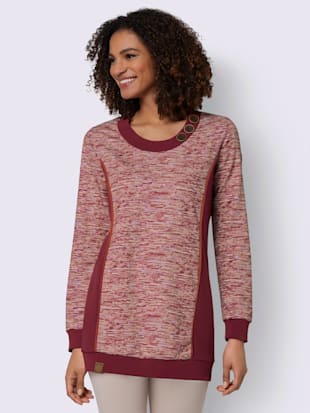 Sweatshirt qualité coton doux sur la peau - Collection L - Rouge Foncé-blanc Chiné