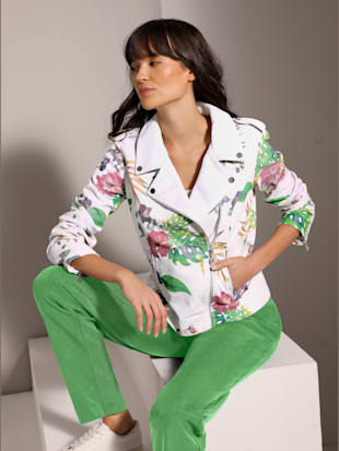 Veste en cuir d'agneau nappa pur cuir d'agneau nappa - Creation L Premium - Blanc Imprimé