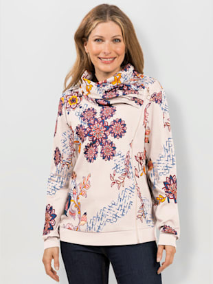Veste sweat col tendance avec fronces - - Blanc À Motifs