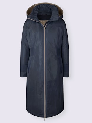 Manteau extra-long chaud col à revers transformable en col montant capuche amovible - Collection L -