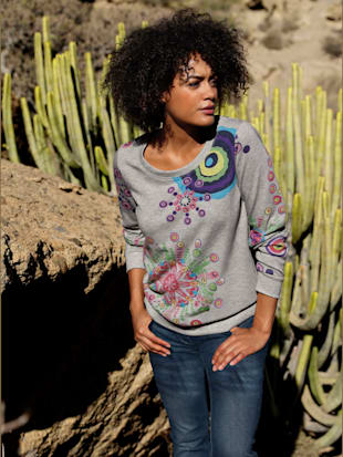 T-shirt femme à imprimé coloré - - Gris Chiné Imprimé