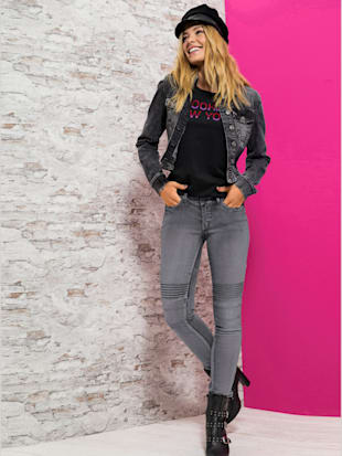 Jean léger délavage - - Denim Gris