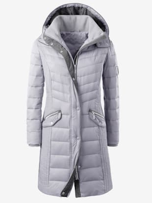 Manteau femme chaud matelassé col montant capuche amovible poches à rabat - Collection L - Gris Arge