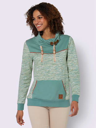 Sweat-shirt - Collection L - Jade-blanc Chiné
