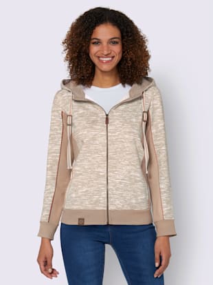 Veste sweat - Collection L - Chamois-blanc Chiné