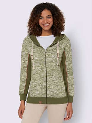 Veste sweat - Collection L - Olive-blanc Chiné