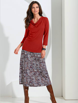 T-shirt femme souple col bénitier manches 3/4 - - Cannelle