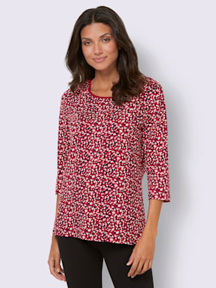 T-shirt de loisirs manches 3/4 mode - - Rouge Imprimé