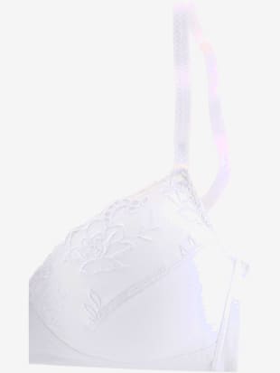 Soutien-gorge doux sans armatures en coton - petite fleur - Blanc