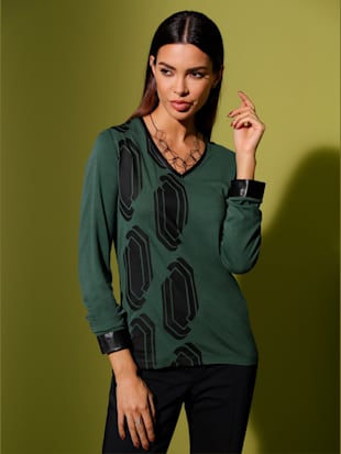 T-shirt à manches longues viscose - Creation L - Mousse-noir Imprimé