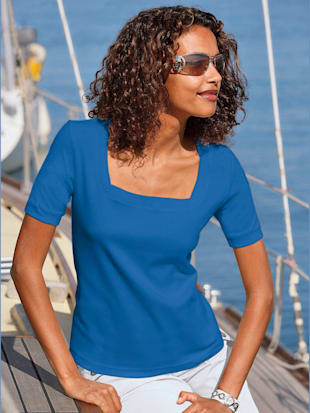 T-shirt à manches courtes pur coton - - Bleu