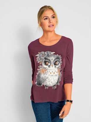 T-shirt imprimé 50% modal - - Lie-de-vin