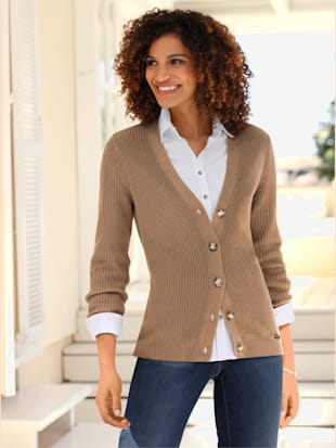 Veste en tricot 50% coton - Collection L - Couleur Chamois