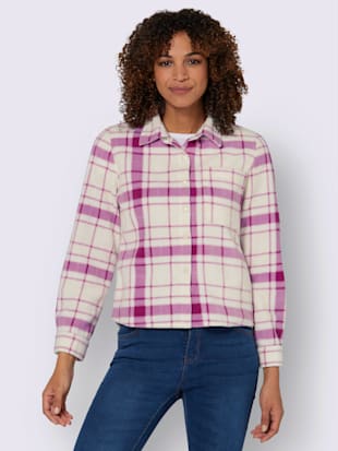 Veste polaire polaire très douce - Collection L - Orchidée-couleur Ivoire À Carreaux