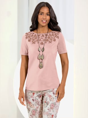 T-shirt à manches courtes parties transparentes - - Couleur Poudre