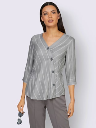 Chemisier pure viscose - Creation L - Gris Pierre-écru À Rayures