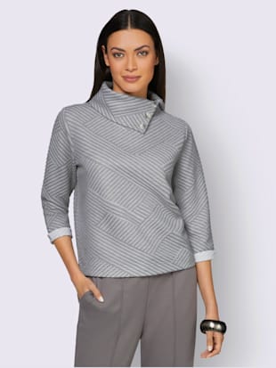 T-shirt à manches 3/4 structure jacquard - Creation L - Gris Clair