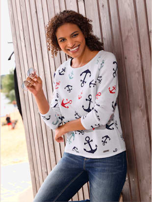 Pull encolure ronde pur coton - Collection L - Modalova