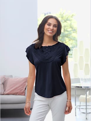 T-shirt à manches courtes superbe dentelle - Fair Lady - Marine