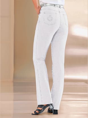 Jean femme coupe droite ceinture élastique - Collection L - Blanc