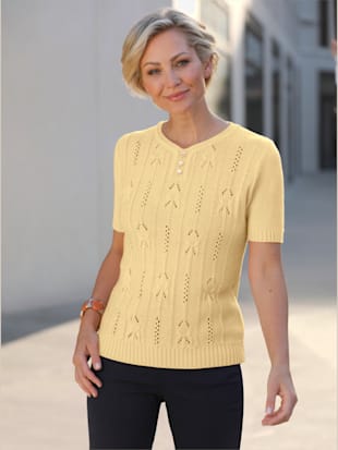 Pull à manches courtes motif tricoté avec partie ajourée devant - Witt - Modalova