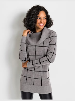 pull jacquard tricot jacquard de qualité - creation l - gris chiné