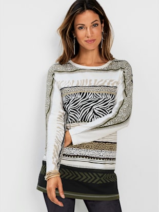 T-shirt imprimé qualité coton - Creation L - Écru À Motifs