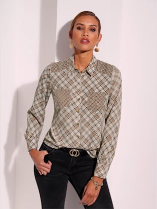 Chemisier à carreaux motif à carreaux - Creation L - Sable-noir À Carreaux