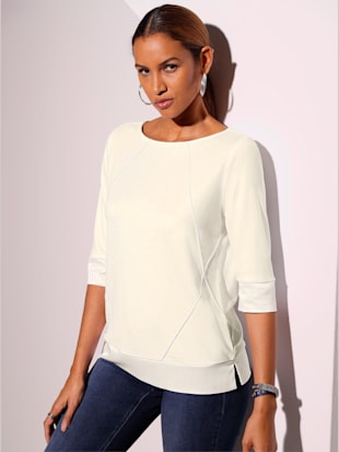 Sweat-shirt mélange de viscose doux - Creation L - Blanc-marine