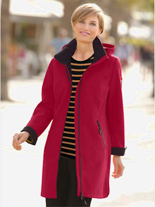 veste coupe vent longue qualité softshell col montant avec capuche - collection l - rouge