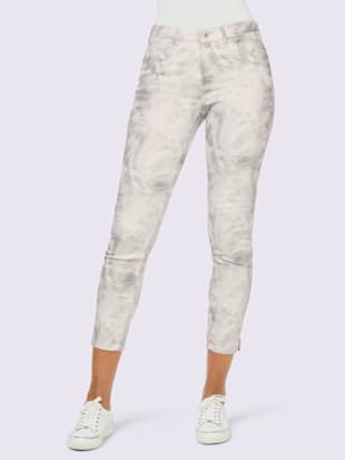 Pantalon mélange de cotons agréable àporter - Creation L - Gris Pierre-blanc Imprimé