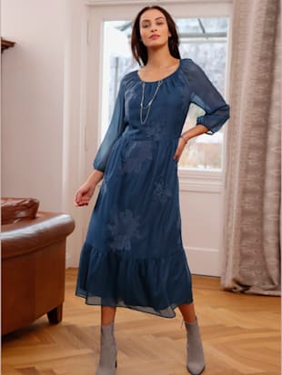 Robe à effet étagé manches raglan 3/4 - - Bleu Foncé - Motifs