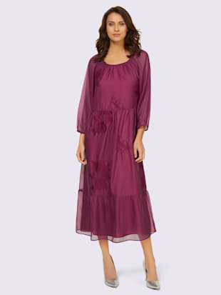 Robe à effet étagé manches raglan 3/4 - - Mauve À Motifs