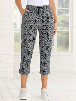 pantalon de loisirs 7/8 ceinture élastique, coulisse et lien à nouer -  - gris imprimé