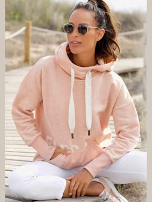 Sweatshirt à capuche grande capuche doublée - Elbsand - Abricot Chiné