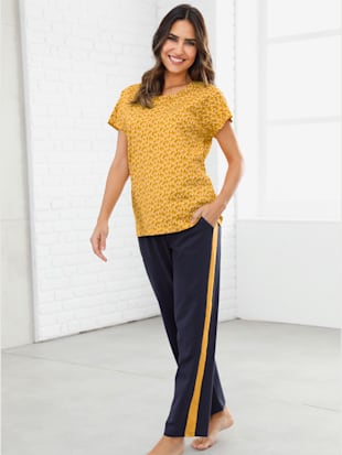 Pantalon de loisirs ceinture élastique confortable - - Marine-ocre