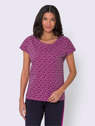 T-shirt de loisirs mancherons tendance - - Magenta-marine Imprimé