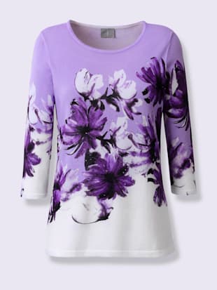 Pull en tricot 60% viscose - - Blanc-parme Imprimé