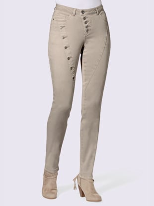 Jean coutures décoratives diagonales coupe slim délavé - - Gris Pierre